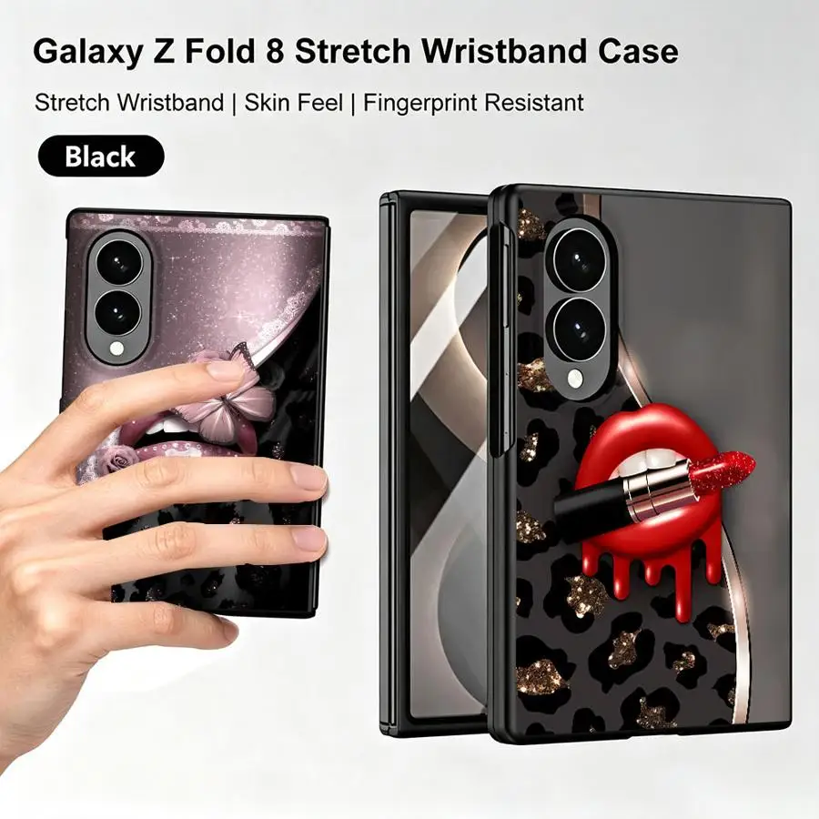 Case for Samsung Galaxy Z Fold 8 ZFold8 ZFold Wide Z Fold8 Wide Luxury Phone Cover Dark Lip Texture