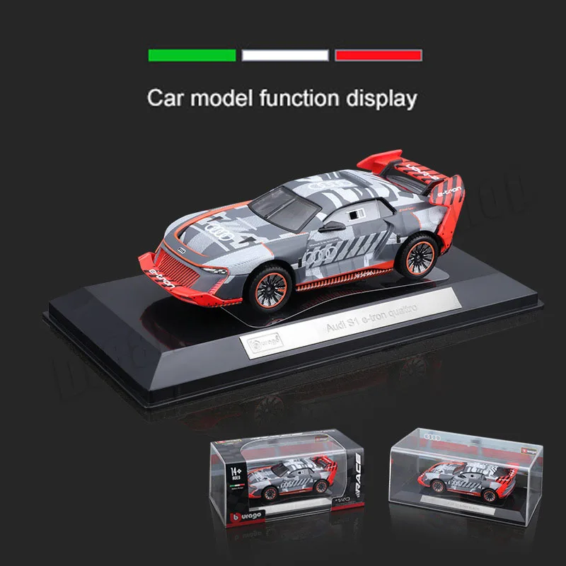 Bburago 1:43 Audi S1 E-tron Quattro odlewany model samochodu ze stopu kolekcjonerskie miniaturowe modele samochodów zabawki prezent na boże narodzenie