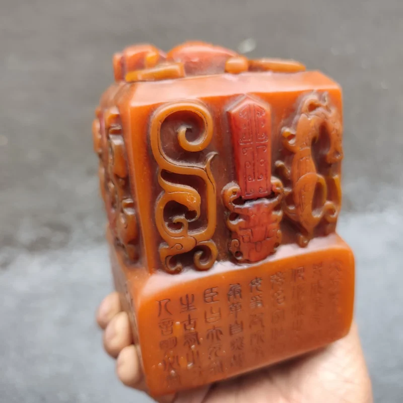 الحرف الراتنج العتيقة تقليد شوشان حجر نحت الزنجفر ختم مطلي بالذهب مع نقوش غرفة المعيشة الزينة الزخرفية