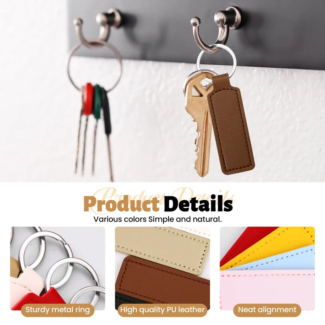 10Pcs Bright PU Leather Keychain Set