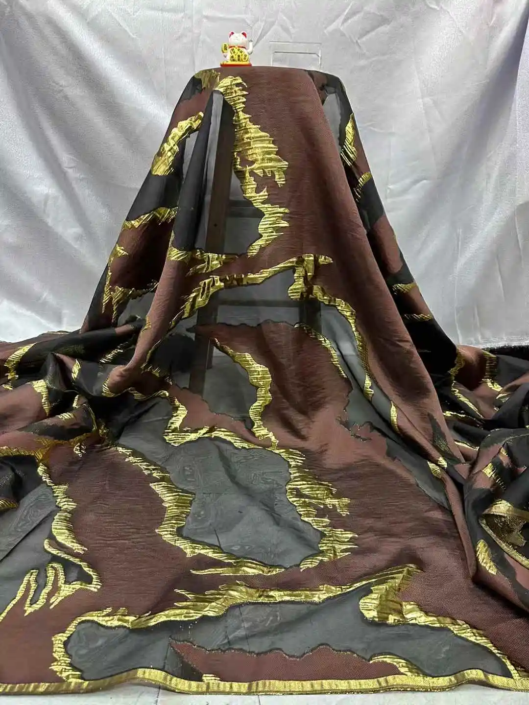 أحدث نسيج الدانتيل الديباج الساخن بيع قماش دانتيل الجاكار قماش التذهيب الأفريقي الجميل لفستان الحفلات-CW