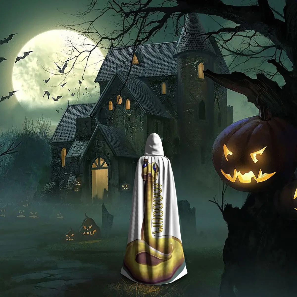Whooping الأفعى طويلة مقنعين عباءة الساحرة القرون الوسطى زي تأثيري كيب HalloweenParty الكبار للجنسين