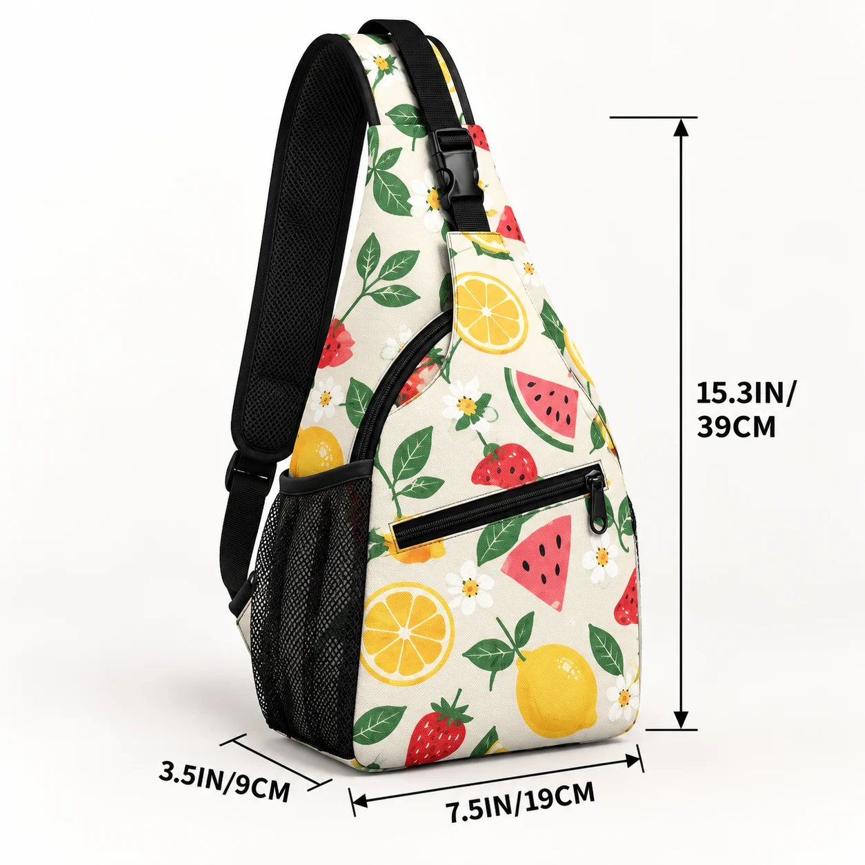 Custom Sling Bag, 600D PU Oxford Crossbody Shoulder Bag with Side Mesh Pocket, Lightweight Bag for Cycling, Travel and Hiking