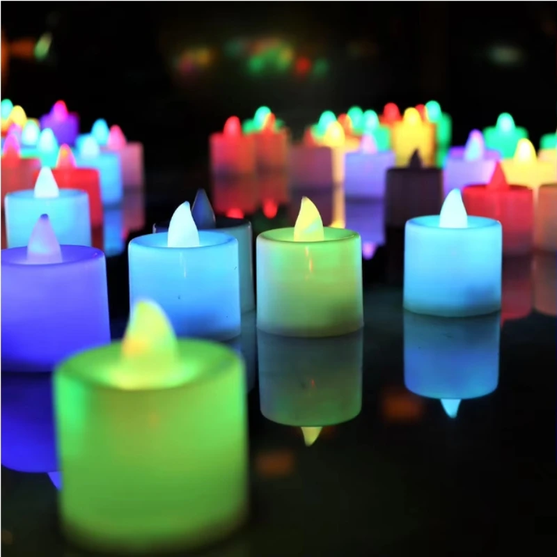 

Flameless Multicolor LED Candle Lights Battery Powered Tea Lights For Home Wedding Birthday Party Decoration Lighting