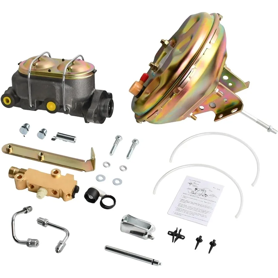 

11 Zinc Power Brake Booster with 1 Bore Bail Top Master Cylinder Fits 1964-72 GM A/F/X Body Disc/Disc Conversion Kit for Chevel