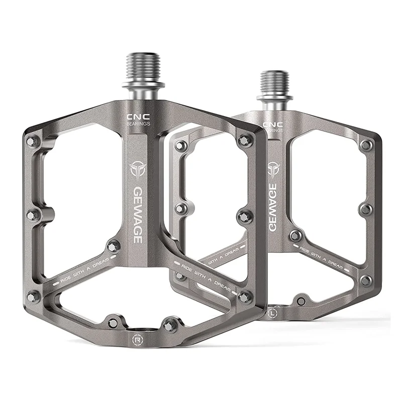 

GEWAGE Road/Mountain Bike Pedals - 3 Bearings Bicycle Pedals - 9/16Inch CNC Machined Flat Pedals Bicycle Parts,Titanium