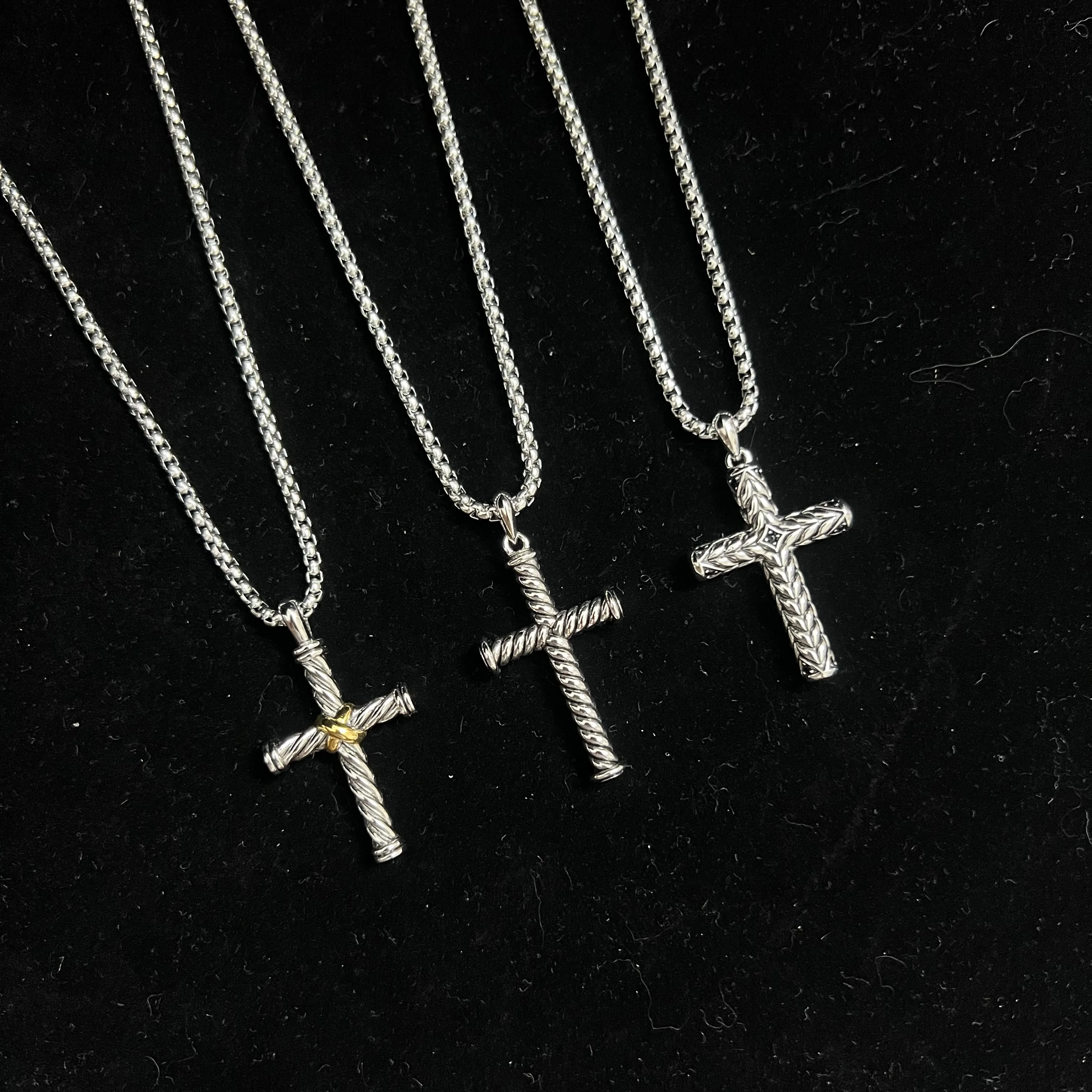 

S925 Sterling Silver 2025 New Style Buttoned Cross Necklace, Unisex Fashionable Trendy Retro Classic Simple Luxury Jewelry Gift
