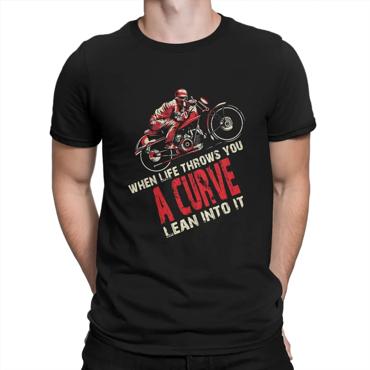 TT3 Isle Of Man TT Motorcycle Racing When Life Throws You A Curve T Shirt Harajuku Grunge Men's Tshirt Polyester Streetwear