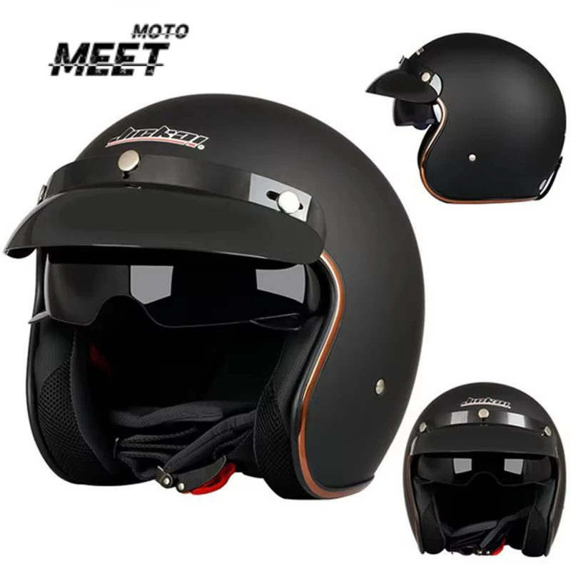 JIEKAI 510 Motorcycle DOT Certified Helmet Vintage 3/4 Lightweight Chopper Bike Helmet Retro Capacete Casco Moto