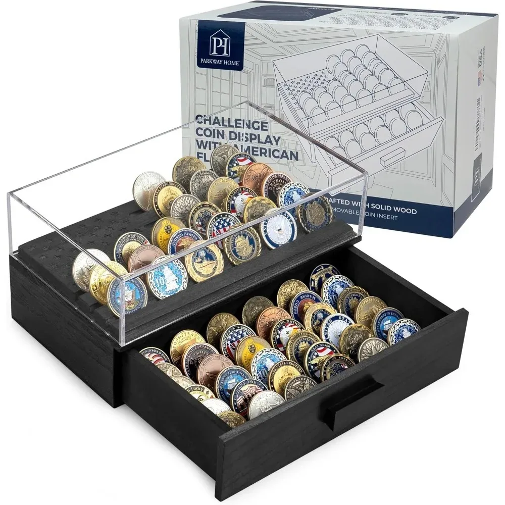 

ДОМАШЬ — черный держатель для монет в стиле милитари с американским флагом, подставка для монет из цельного дерева с