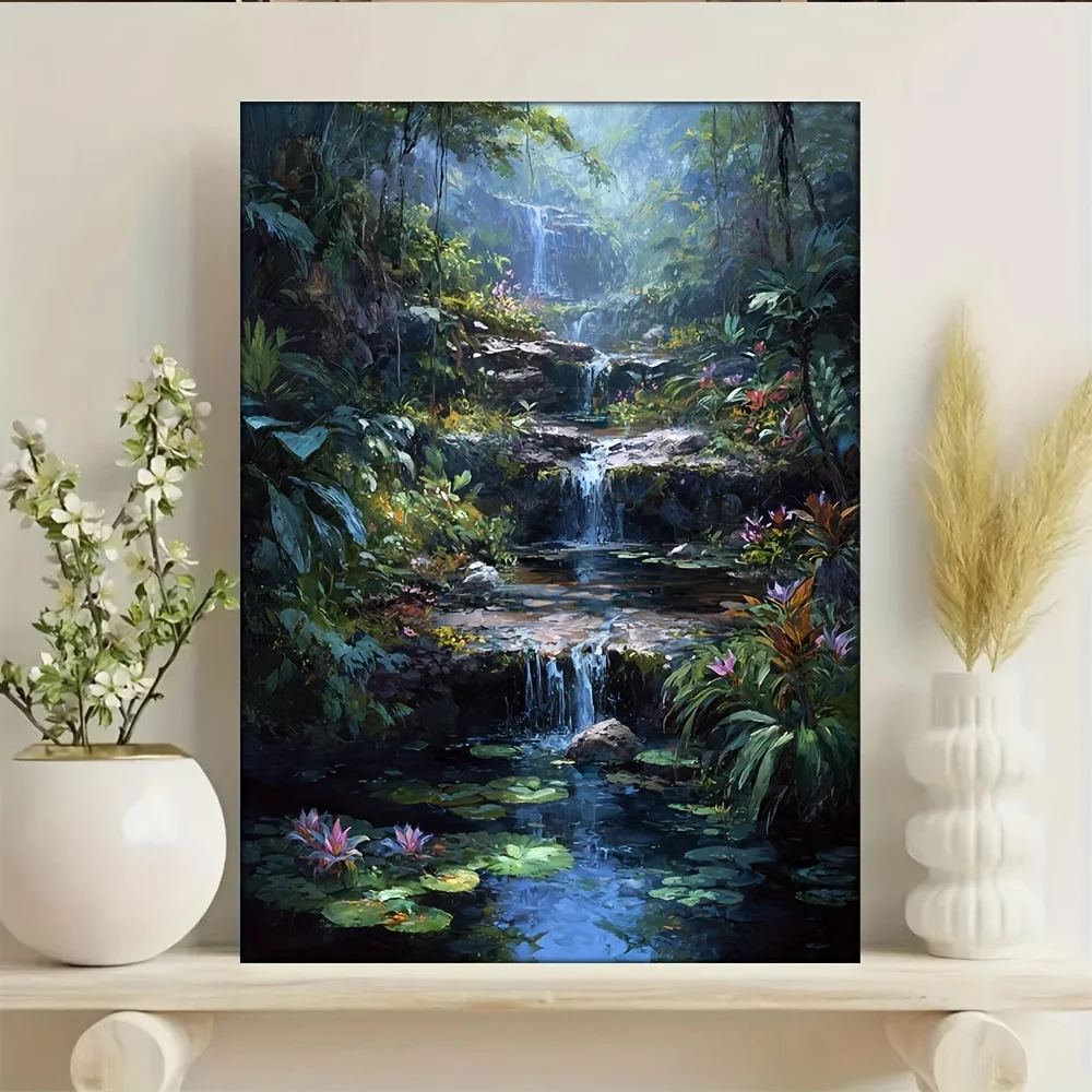 

500/1000/1200/2000PCS Puzzles for Adults Monet Style Spectacular Rainforest Waterfall,Jigsaw Puzzles Brain Games Gift Home Decor
