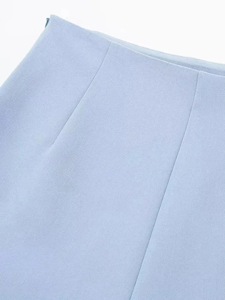 Women Fashion With Slit Short Skirts Vintage High Waist Side Zipper Female Skort Mujer