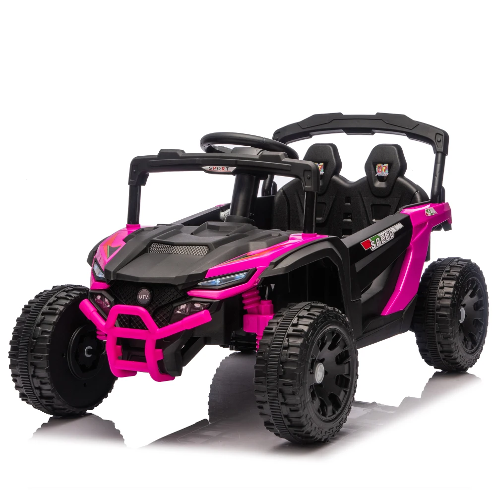 24V キッズ用UTV 2WD 四輪サスペンション 衝突防止バー 高い車体構造 滑り止めグリップホイール 乗用玩具 3歳以上向け
