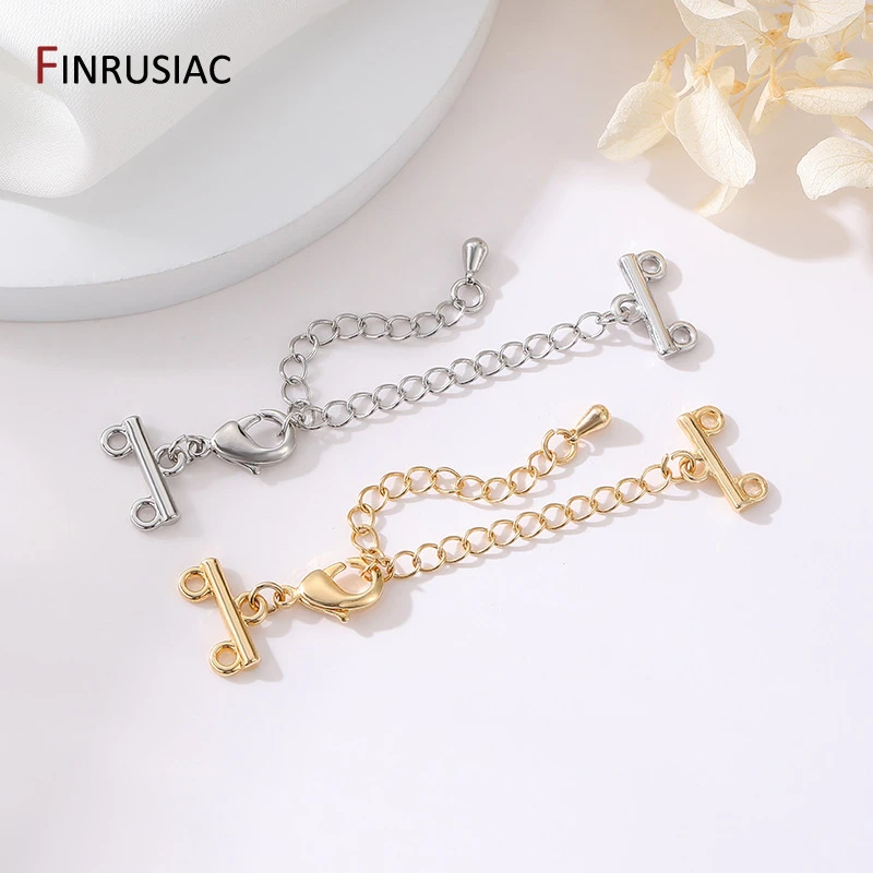 

14K Gold Plated Brass Extension Chain For Jewelry Making,2 Rows Layering Necklace Connector for Jewelry Bracelet Making Supplies