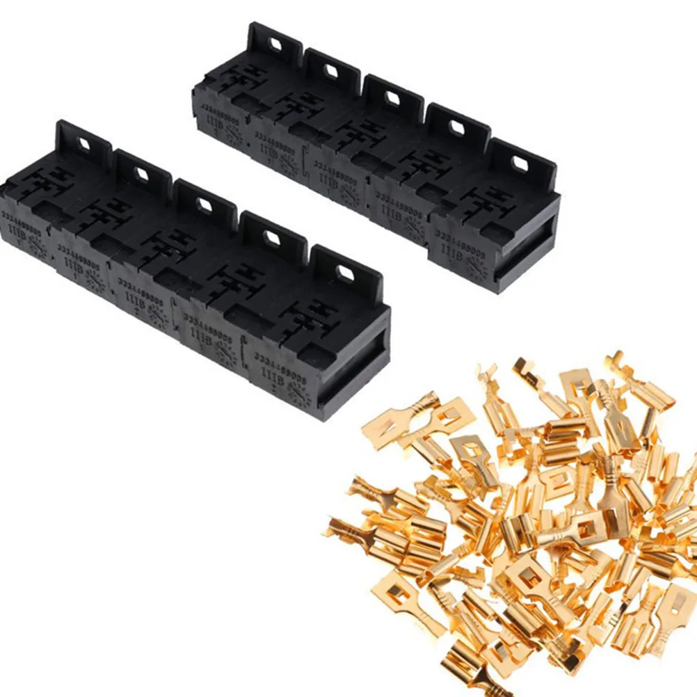 

10Pcs 5 Pin Relay Socket Set 30A-80A Relay Base Holder for Automotive Circuit Protection Remote Start Headlights Fog Lights