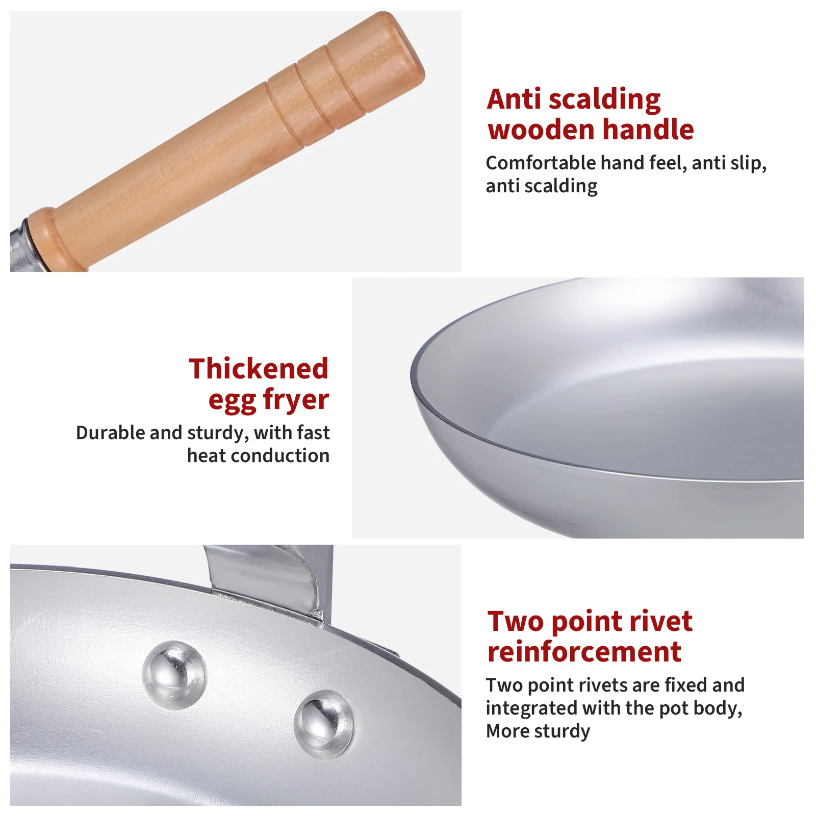 

17CM Stainless Steel Japanese Omelette Pan for Tamagoyaki Oyakodon Eggs Parent-child Chicken Pot Glass Lid Vertical Handle Gas