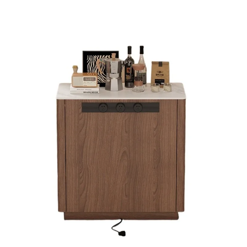 

Independent island single cabinet, household small apartment movable narrow island full solid wood rock slab dining table