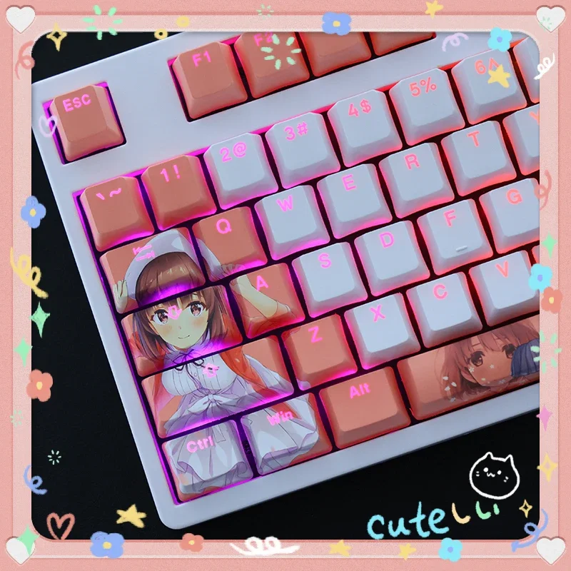 

108 клавиш/набор Megumi Kato Keycaps OEM профиль аниме Keycap PBT краситель сублимационная механическая клавиатура с подсветкой Keycap для MX Switch