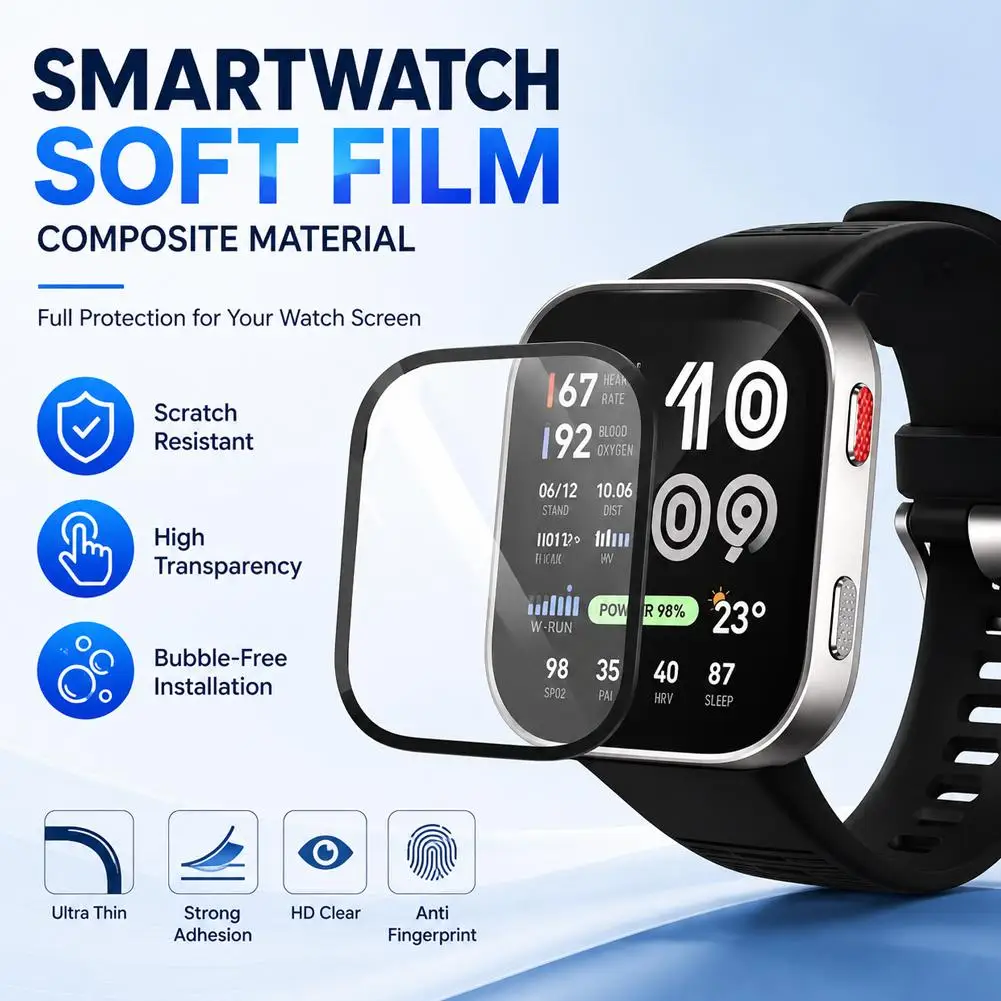 For Amazfit Bip Max Smart Watch PMMA Soft Screen Protector Anti Fingerprint Ultra Thin Sensitive Touch Bubble Free Clear Protect