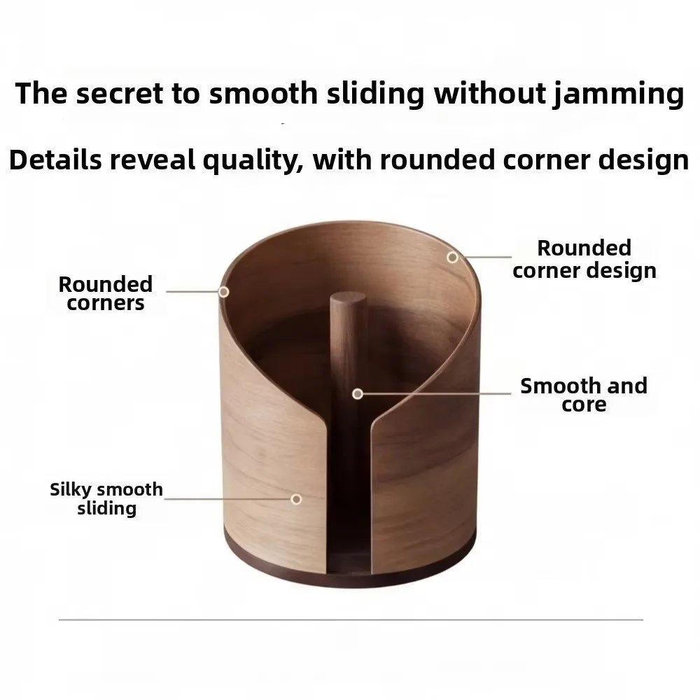Minimalist Large Capacity Paper Towel Holder Wooden Anti Slip Base Paper Roll Rack Stable Round Roll Dispenser For Tabletop
