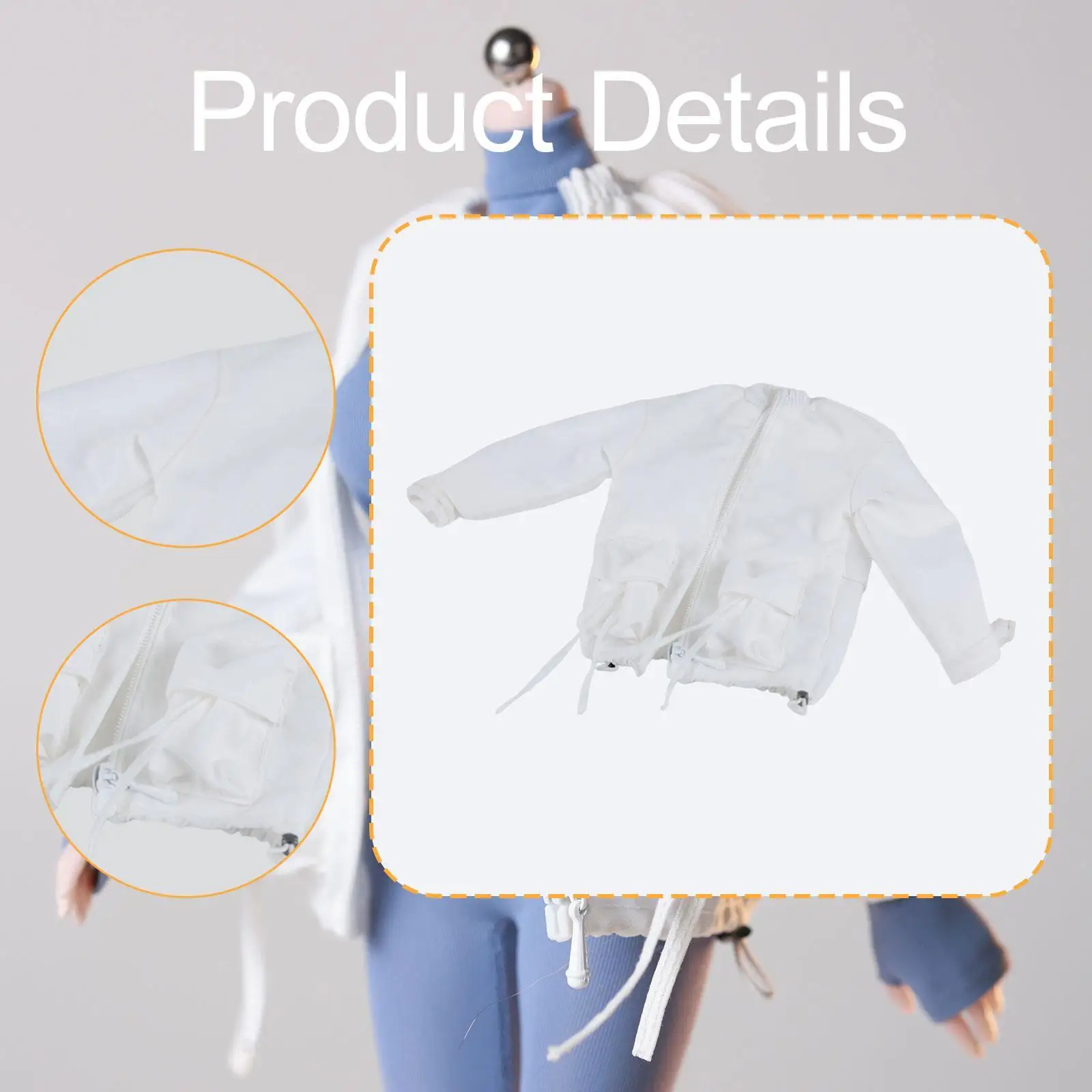 1/6 Female Action Figure Jacket Photo Prop, Costume Accessories, Easy to Wear, Fashion, Durability, Dress up, Zipper Clothes