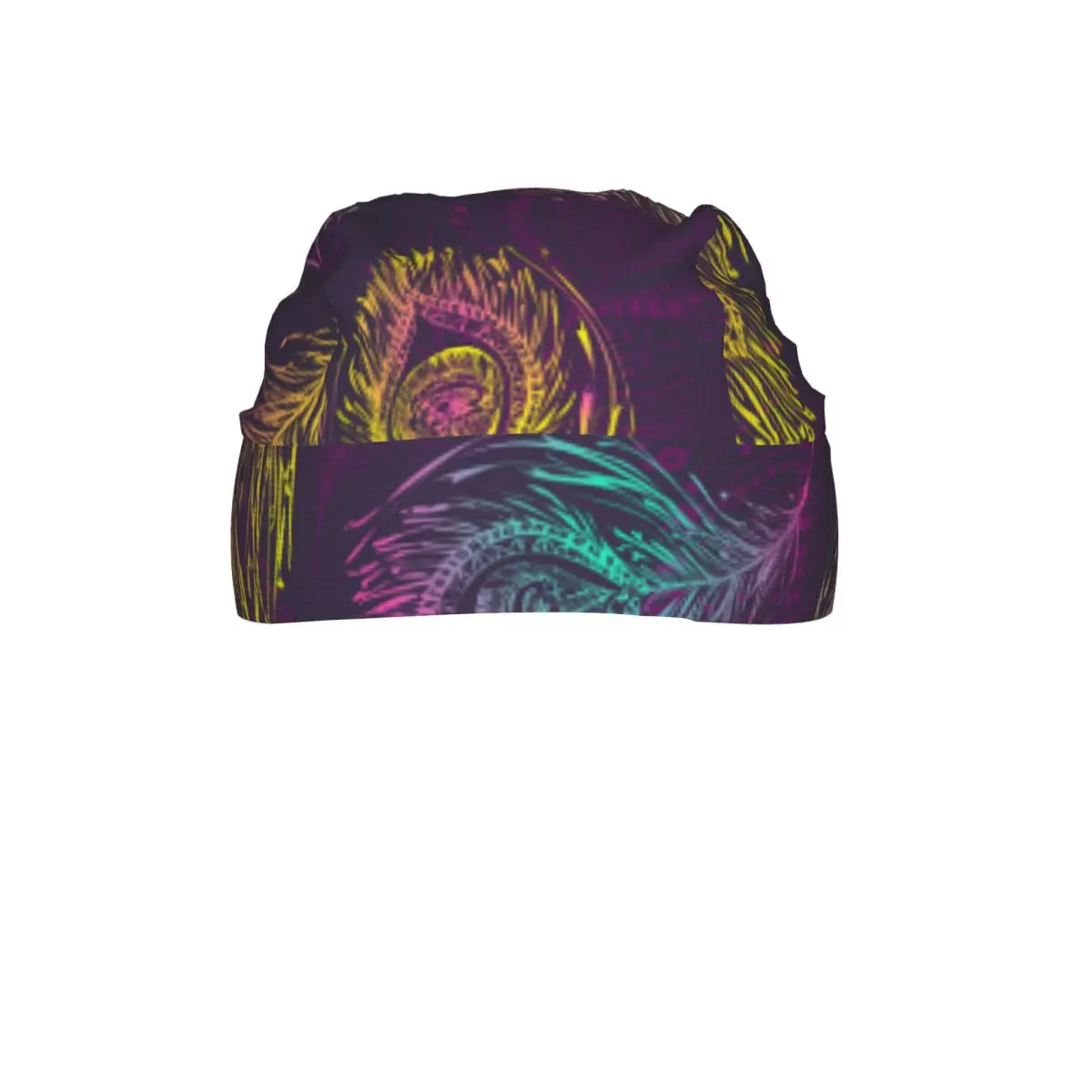 Quick-drying Bandana Sun Protection Headscarf Peacock Feather Pattern Background Sport Running Cycling Cap