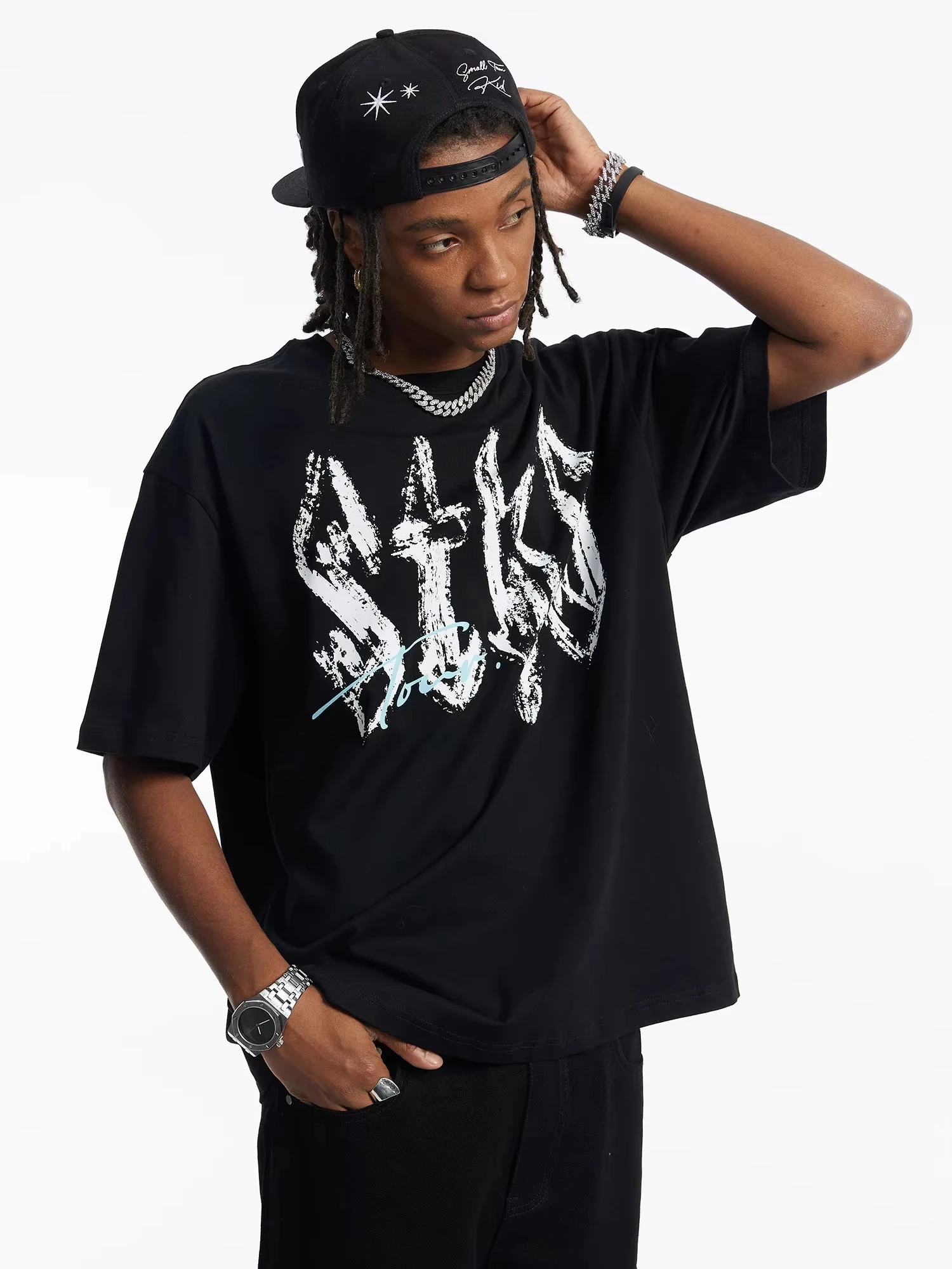 2026 Black Crew Neck T‑shirt Vintage Distressed Dollar Symbol City List Back Large Graphic Unisex Cotton Short Sleeve Tee