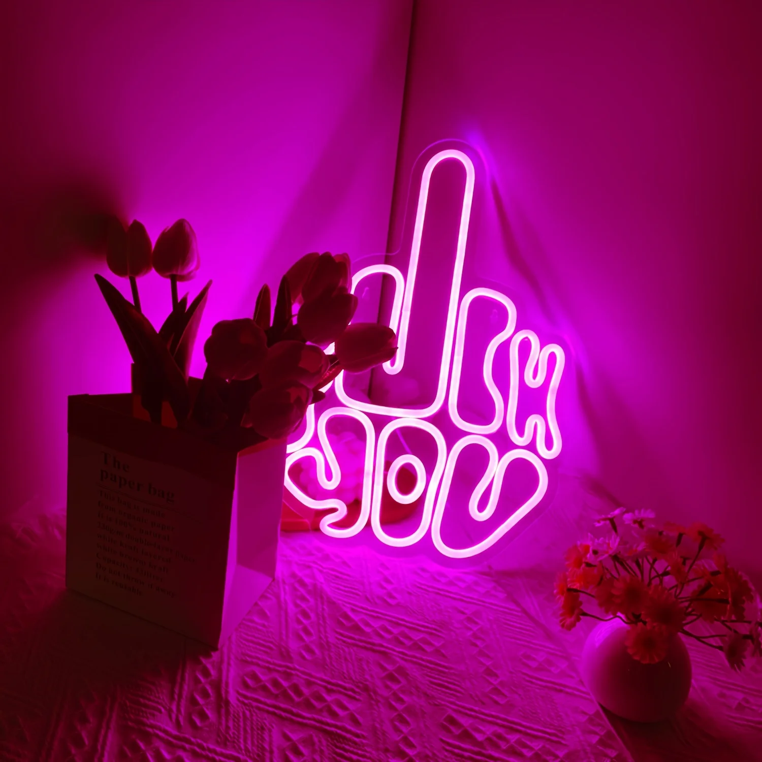 Letrero de neón LED de gesto, letrero de luz de neón regulable USB para sala de jugadores, dormitorio, Bar, sala de estar, regalo de fiesta de cumpleaños, decoración de pared