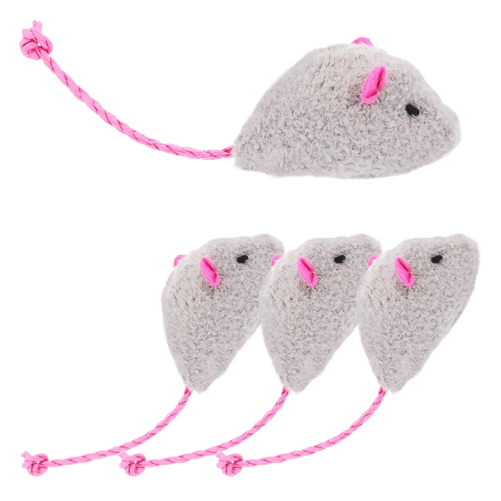 4Pcs Simulation Realistic Mouse for Cats Interactive Indoor Chew Catch Self-Playing Exercise Teether Entertainment Kitten Bite