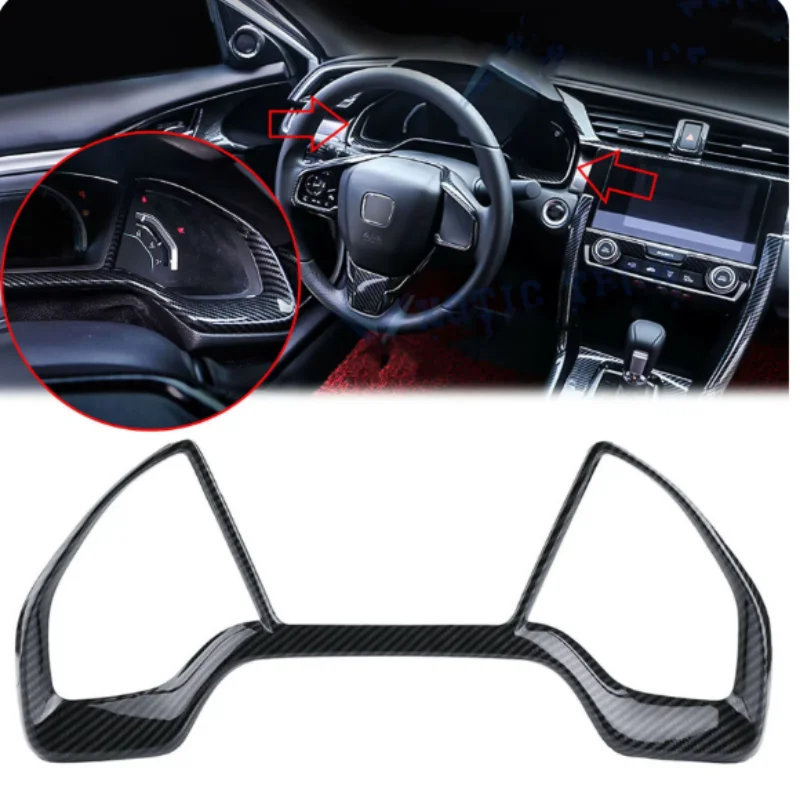 

ABS Red/Carbon fiber/black/matte Car Dashboard Decorative Frame Dial Rings Trim For Honda Civic 10th 2016 2017 2018 Accessories