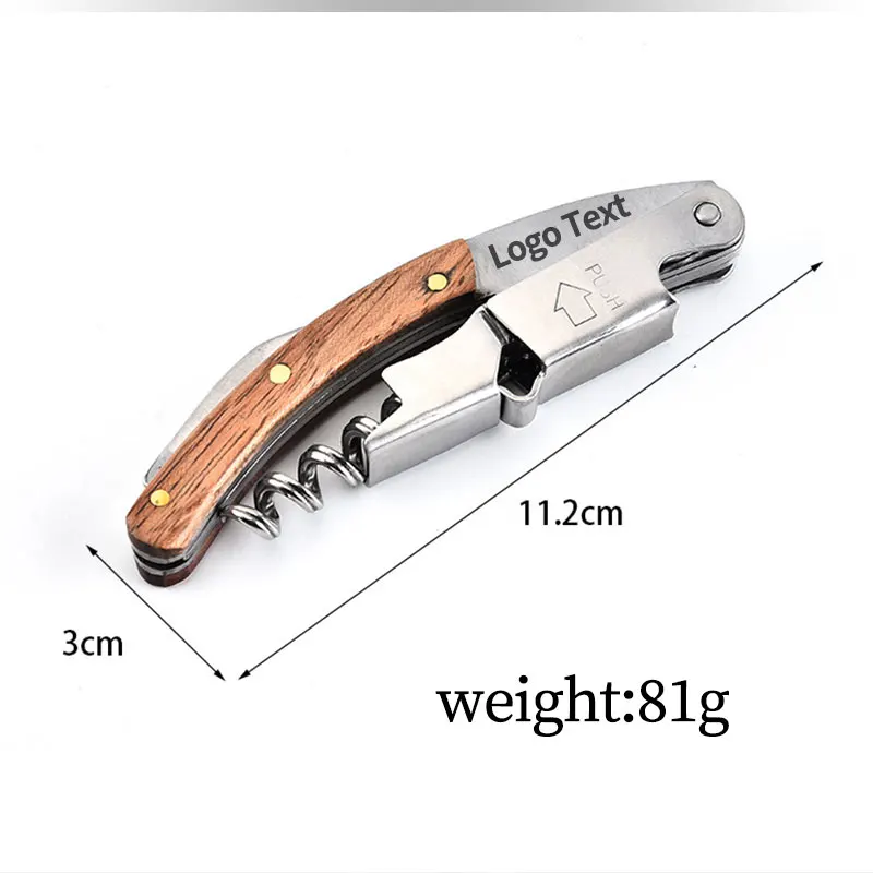 10pcs personalized custom multifunctional wine opener logo,customized wooden handle wine opener,custom red wine drill bit