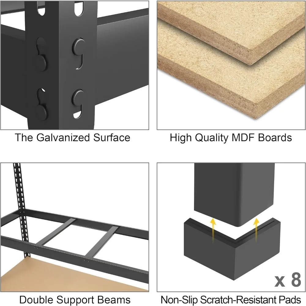 Adjustable 5 Tier Heavy Duty Metal Garage Storage Rack - 47W x 18D x 71H, Utility Shelf Unit for Warehouse Organization
