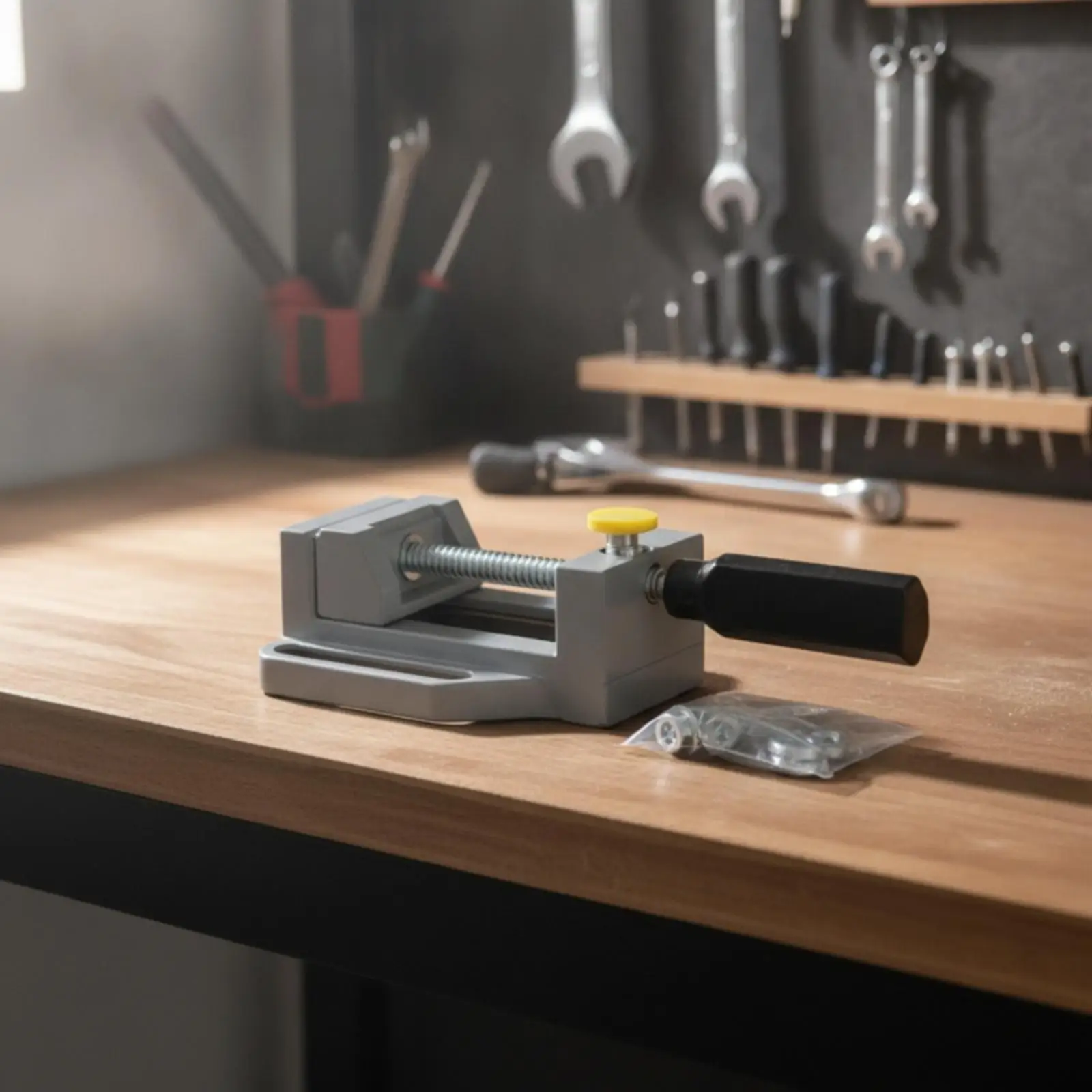 Precision Bench Vise for Drilling Machine with Pre Drilled Base and Hand Lever for Secure Workpiece Positioning