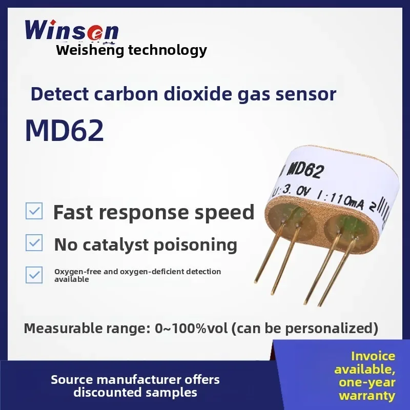 MD62 Thermal Conductivity Carbon Dioxide Gas Sensor CO2 Gas Concentration Detection Sensor Air