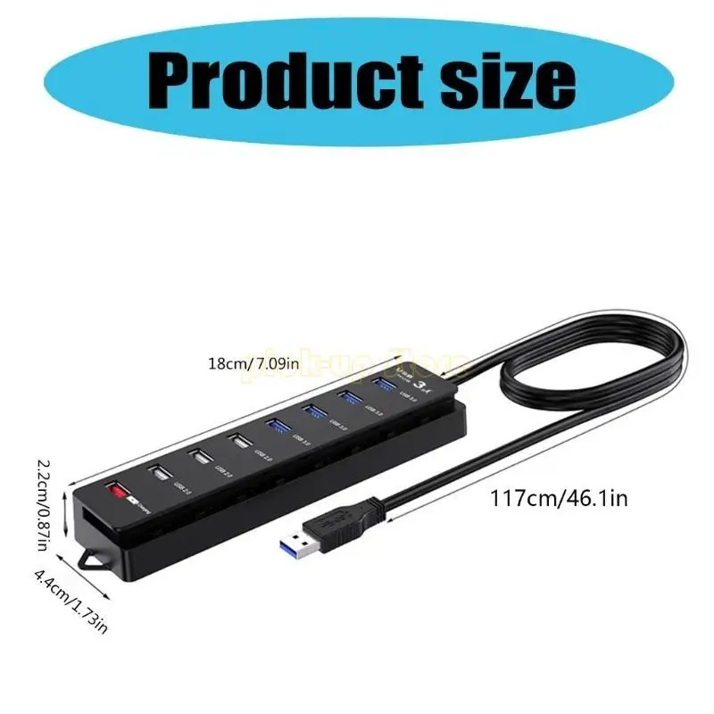 Q5WA 8 Port USB 2.0 Hub Multi USB -Hub с индивидуальными выключателями света