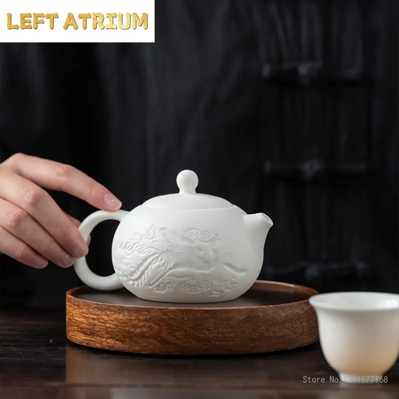 

Chinese High Grade Porcelain Teapots, Sheep Fat Jade White Porcelain, Kung Fu Ceramic Household, Handmade, 220ml Single Pot, New