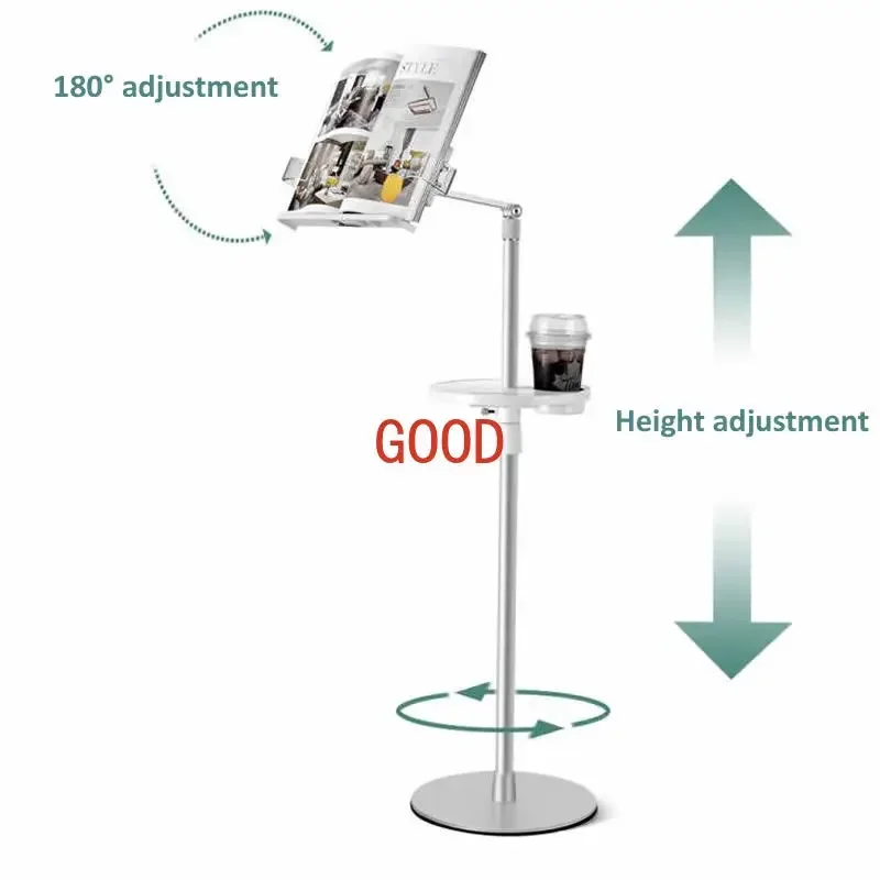 

1.5m Height Adjustable Reading Book Floor Bracket Long Arm Table Bed Reading Book Stand Multi Angle Rotation Reading Book Holder