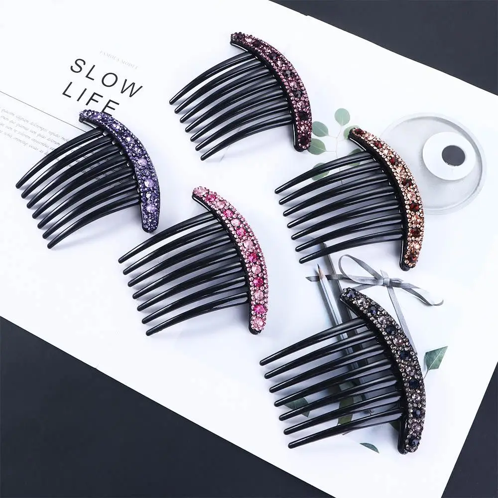 

Design All-match Temperament Women Colorful Hair Accessories Seven-tooth Comb Rhinestone Hair Comb Korean Style Headwear