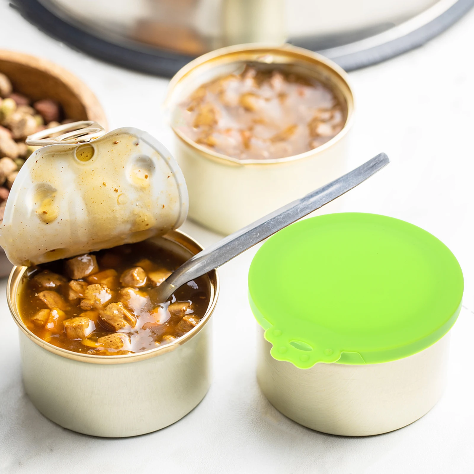 

Silicone Can Lids for Dog Food Canned Toppers Yogurt Jar Cup Cat Reusable Sealed Covers Pet Food Non Slip