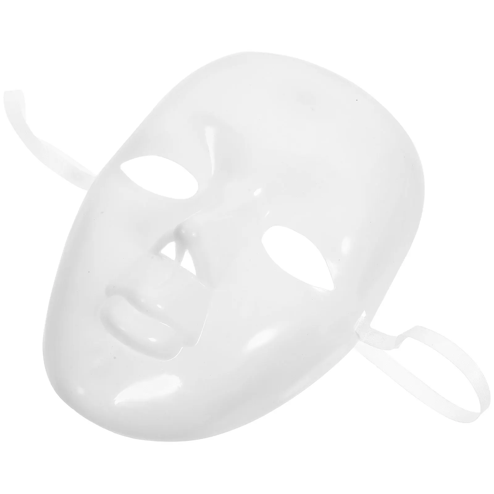 Weiße Blanko-Maske aus Kunststoff für DIY-Projekte, Unbemalte Vollgesichtsmaske für Cosplay und Maskerade-Requisiten – Detail 2