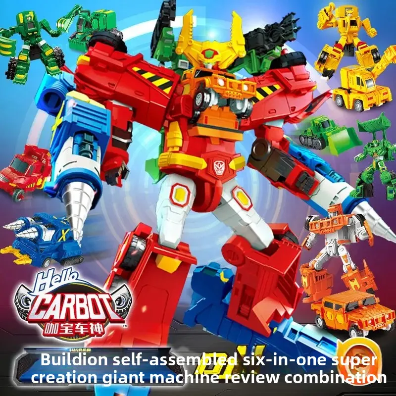 6 in 1 Hello Carbot Transforming Car Robot Toy Joint Movable Create Giants Action Figures Toys for Boys Girls Kids Gift Models