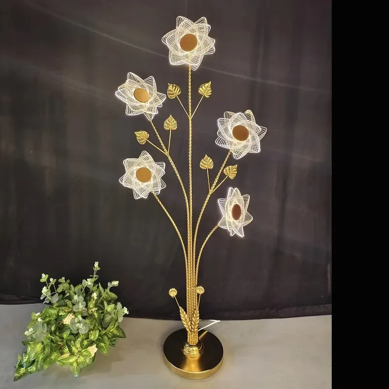 New Milky White Multi Petal Flower Luminous Street Light Wedding Welcome Area Stage Decoration