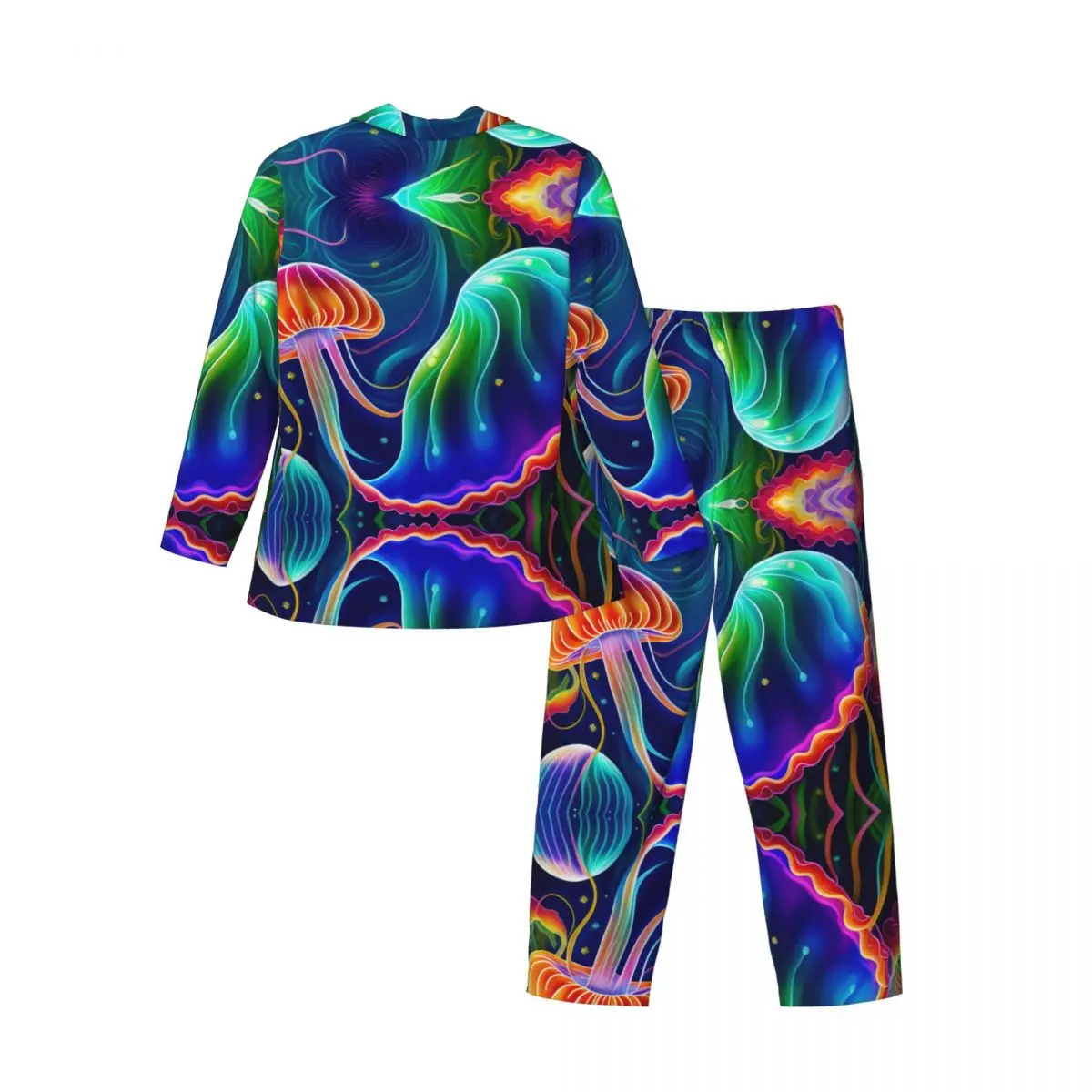 Men's Home Suits Long-sleeved Colorful Painting Jellyfish Suits for Autumn and Winter Pajamas for Men