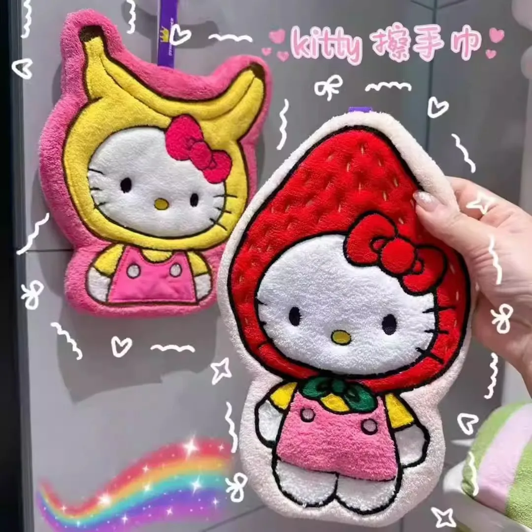 

1/3 Pcs Sanrio Hello Kitty Anime Hand Towel Coral Velvet Absorbent Hand Towel Hanging Type Cute Cartoon Small Towel Girls Gifts