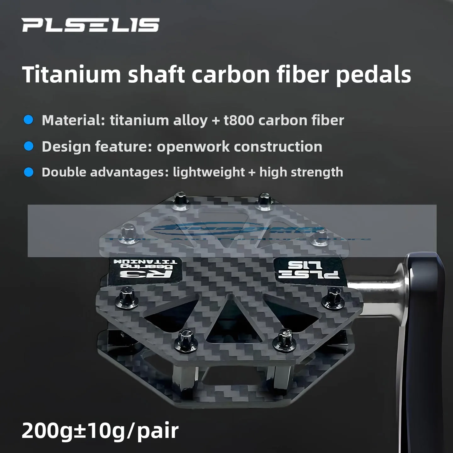 

Pusley Bicycle Pedal Carbon Fiber Triple Peeling Road Mountain Bike Pedals Cycling High Strength and Durability to Ride