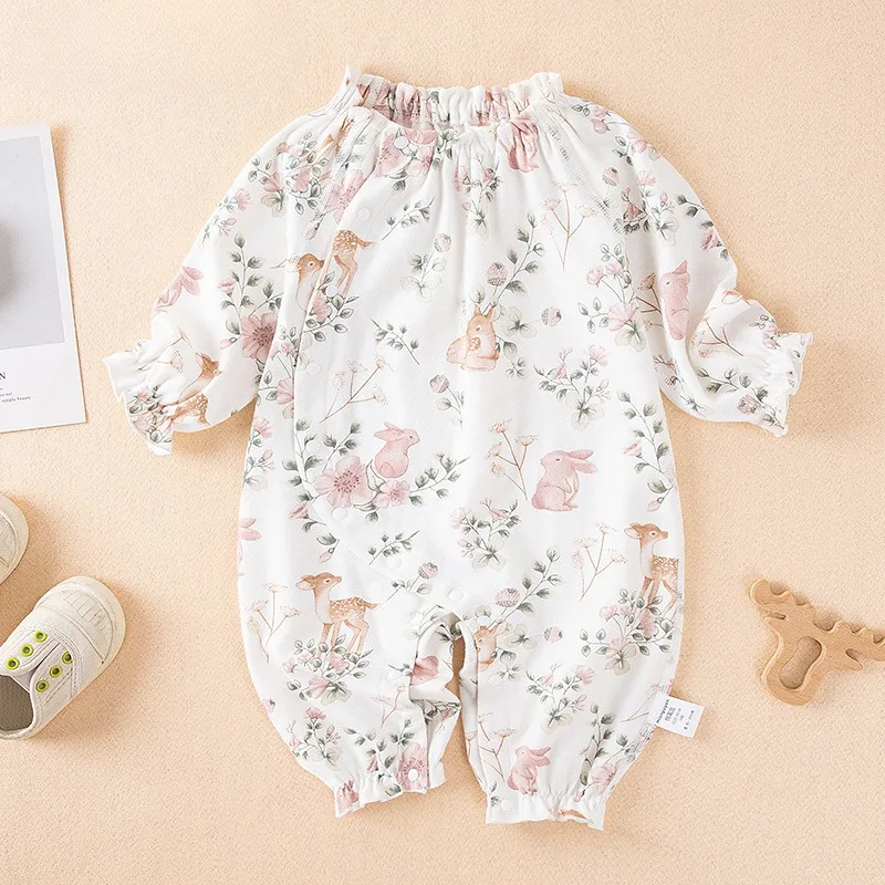 All Seasons Daily Baby Girl Romper Long Sleeve Print Floral Jumpsuit for Newborn-9M