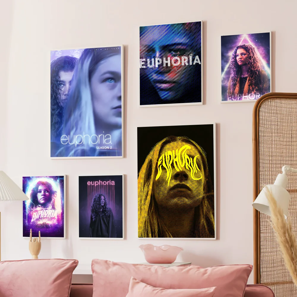 Euphoria TV Show Self-adhesive Art Poster Decoracion Painting Wall Art White Kraft Paper Home Decor