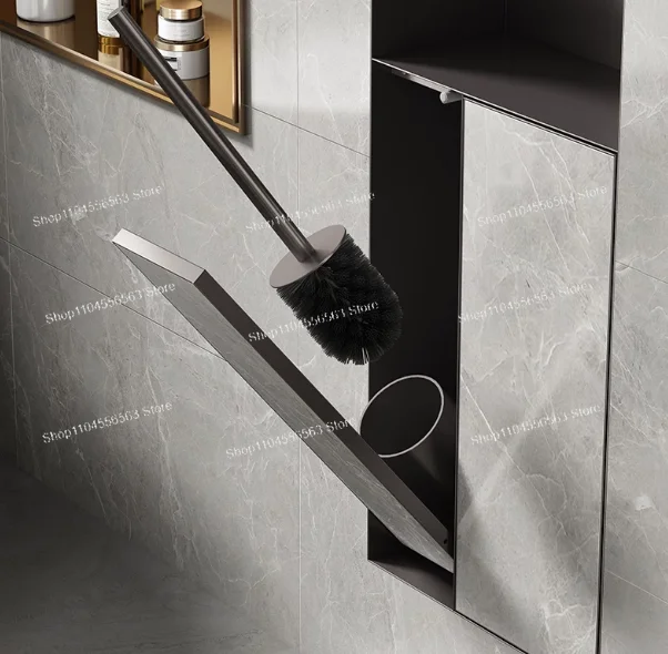 Bathroom toilet side stainless steel niche toilet brush embedded silicone brush into wall hidden model