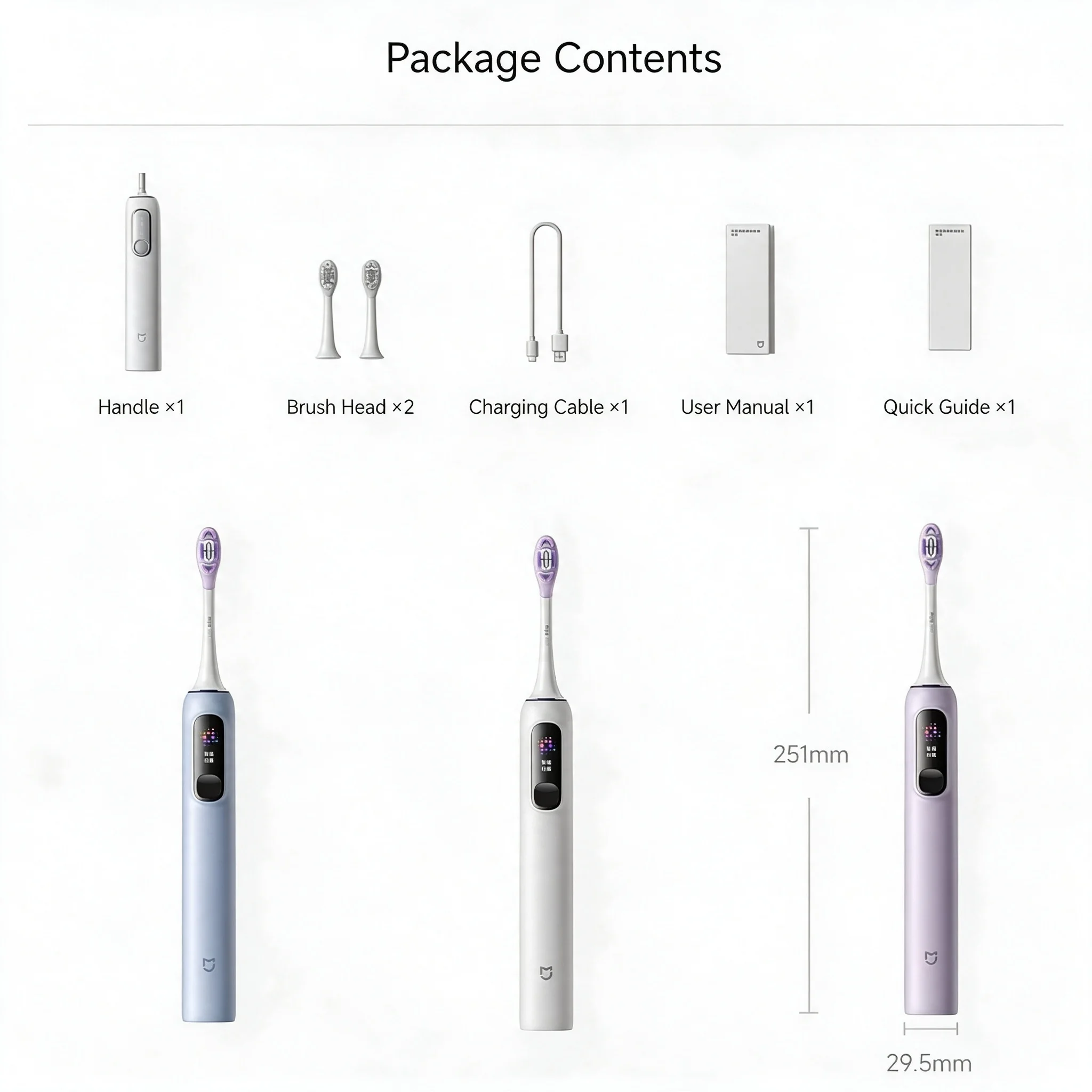 Xiaomi Sonic Sweep Vibration Electric Toothbrush Pro, Smart Bass Method Cleaning, Color Screen, 6-Axis Sensor,Type-C, 180 Days