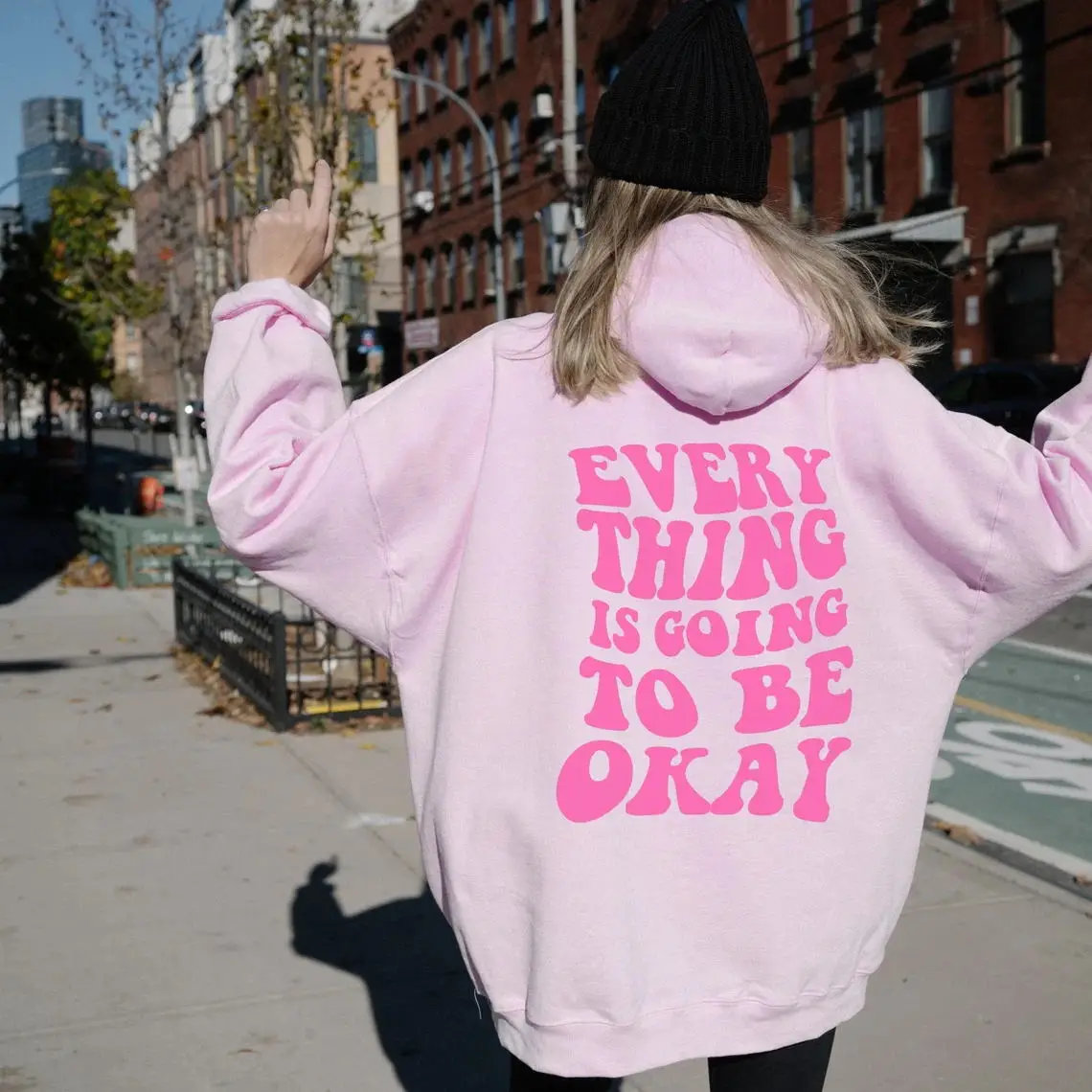 every thing is going to be okay cute Hoodie Women Hoody Sweatshirts Pullovers quote unisex pure cotton top jumper casual hoodies